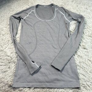 Lululemon Run: Swiftly Tech Long Sleeve Scoop Hyper Stripe White